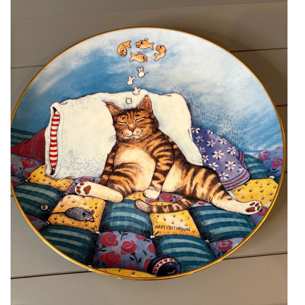 Vtg. Gary Patterson 1992 Comical Cats "Cat Nap" Porcelain Plate